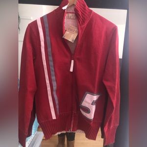 Bershka varsity bomber jacket in red and white.  Not used with tags.